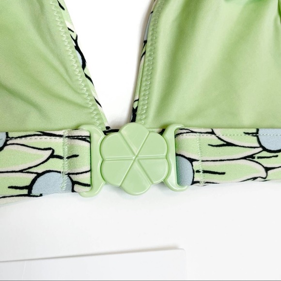 & Other Stories NWT Floral Patterned Green Side Tie Two Piece Bikini Size 8 - Picture 11 of 12